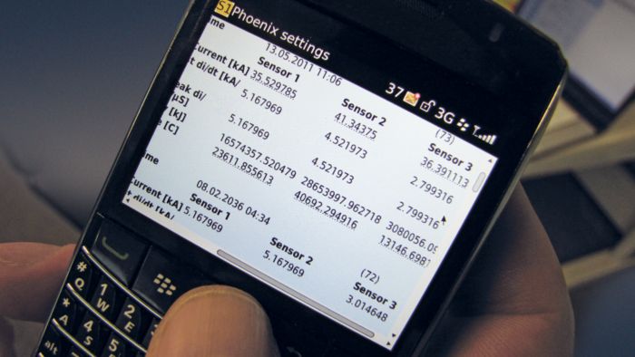 Affichage des valeurs de charge sur un téléphone portable