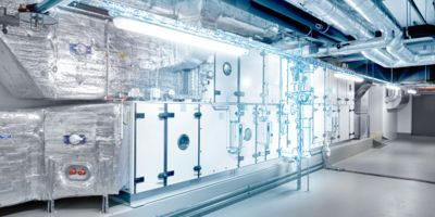Seminterrato di un edificio intelligente con un'applicazione HVAC