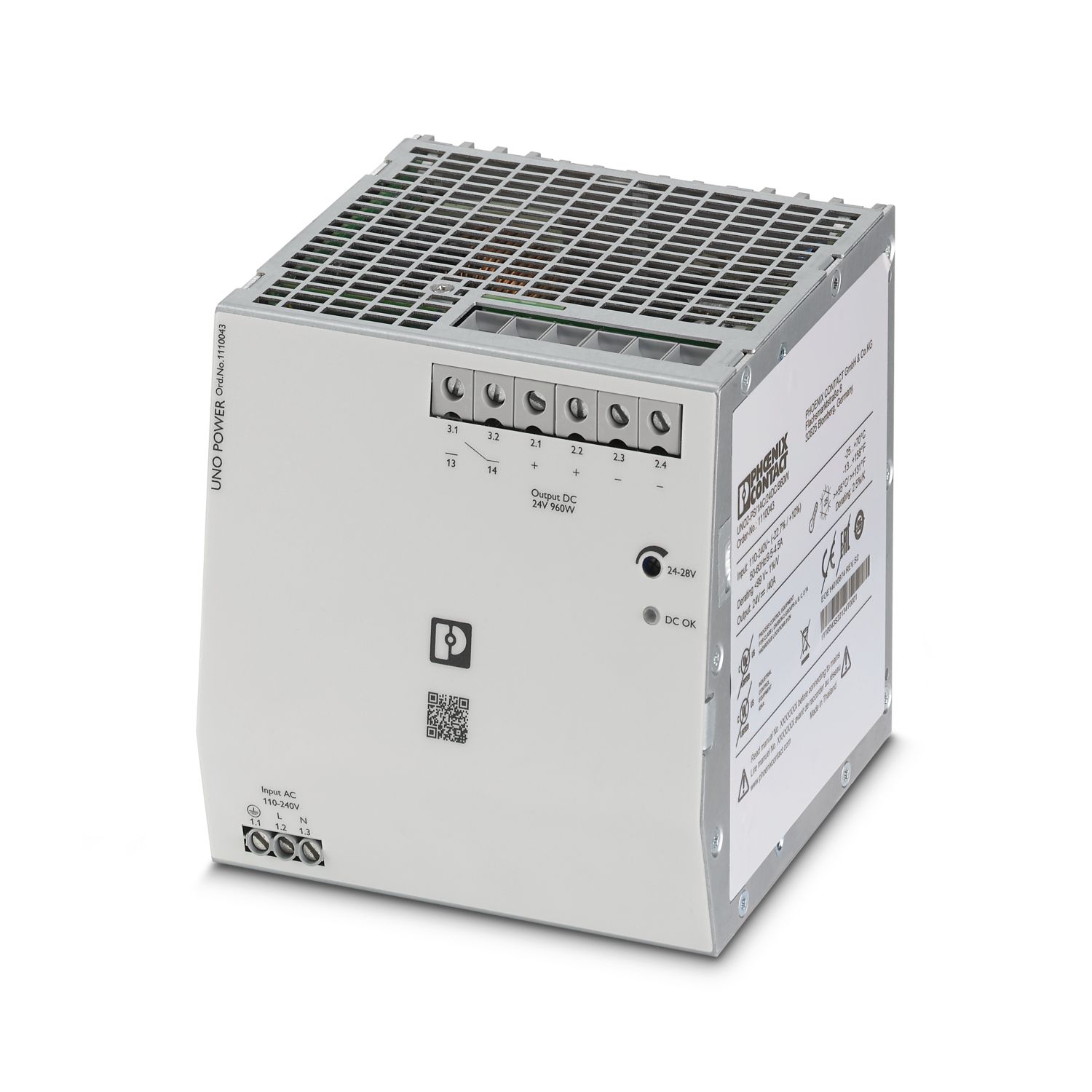 UNO2-PS/1AC/24DC/960W - 電源 - 1110043 | Phoenix Contact UNO2-PS/1AC/24DC/960W - 電源 - 1110043 | Phoenix Contact