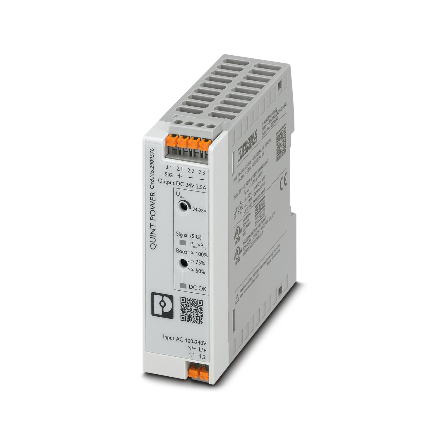 QUINT4-PS/1AC/24DC/2.5/PT - 電源 - 2909576 | Phoenix Contact QUINT4-PS/1AC/24DC/2.5/PT - 電源 - 2909576 | Phoenix Contact