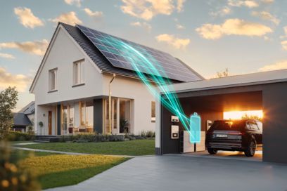One-family home with battery storage system in the garage