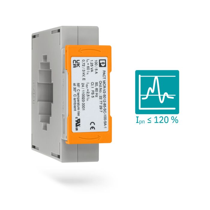PACT current transformer with icon for current peaks up to 120% of the rated current
