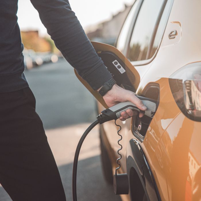 Electric car with charging connector