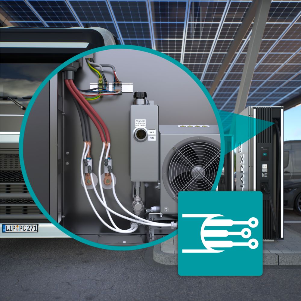 Internal connection of a cooled CCS charging cable in an HPC charging station