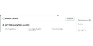 Handlekurv leveringsinformasjon