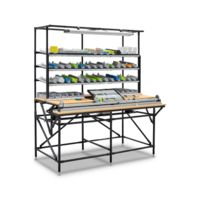 Software-supported workstation system for DIN rail assembly