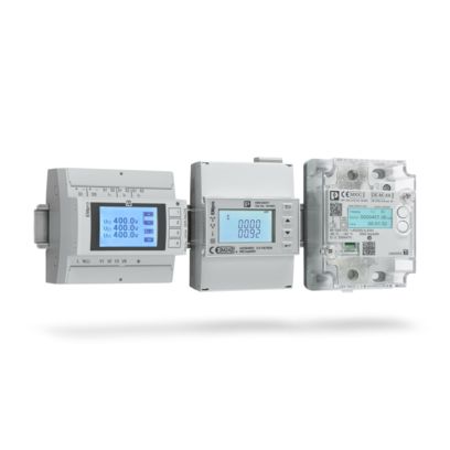 Marketing motif: Energy meters for billing purposes and multifunctional energy measuring devices floating in space