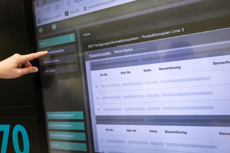 Screen with production plan within the Asset Administration Shell