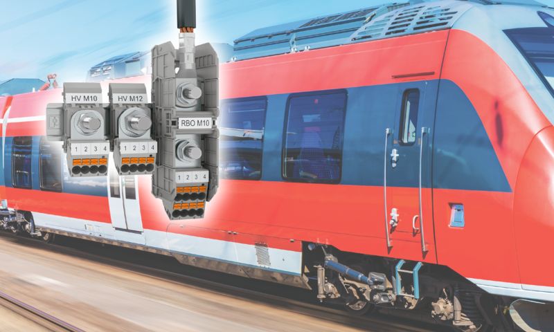 Blocs de jonction à tige filetée et blocs de jonction de dérivation pour les véhicules ferroviaires