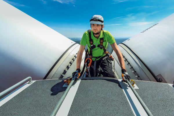Service technician on a wind turbine