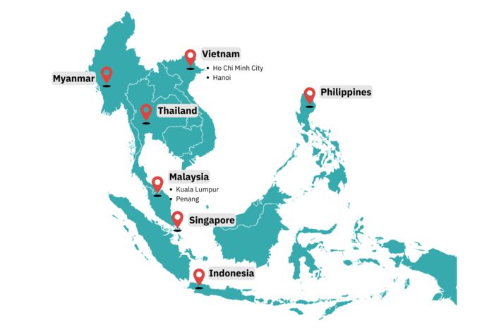 Locations Across Southeast Asia