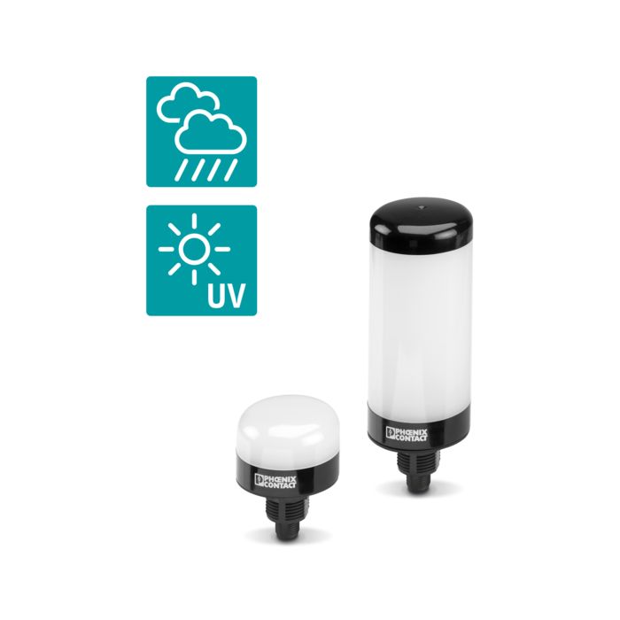 Signal light, tower with icons for rain and sun