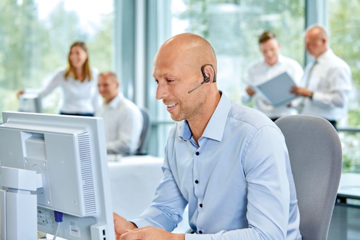 Customer service employee with headset