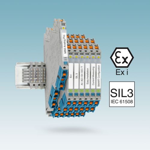 A product photo of a MINI Analog Pro with EX i and SIL 3 logos