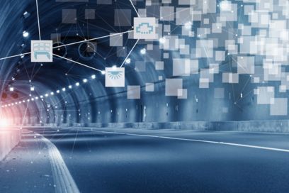 Biltunnel med digitale ikoner
