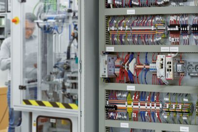 Open control cabinet in machine building