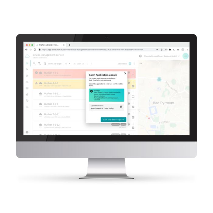 Complemento DMS&nbsp;Advanced – Visión general del equipo – Iniciar actualización de aplicaciones por lotes