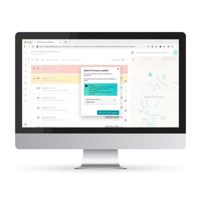 Complemento DMS&nbsp;Advanced – Visión general del equipo – Iniciar actualización de firmware por lotes