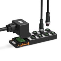 M12 push-pull distributor box with plug-in cover connection