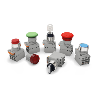 Commutateur, bouton-poussoir et témoin lumineux