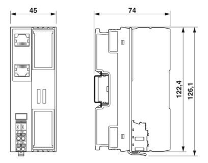 Чертеж Устройство сопряжения с шиной AXL F BK PN