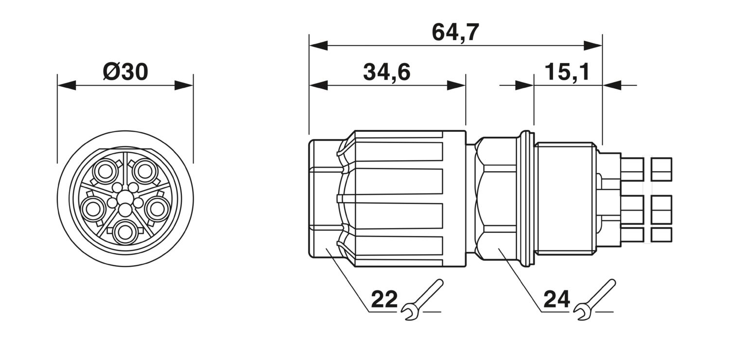 QPD W 4PE1,5 9-14 M25 0,5 BK - Panel feed-through - 1414733