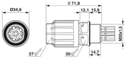 穿板式连接-QPD W 4PE2,5 6-11 M20 0,5 BK