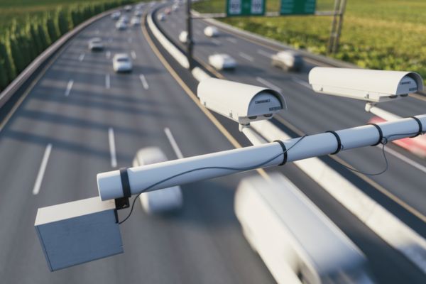 Video surveillance cameras above highways