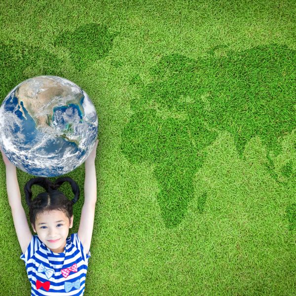Child with earth ball