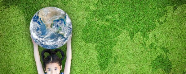 Child with earth ball
