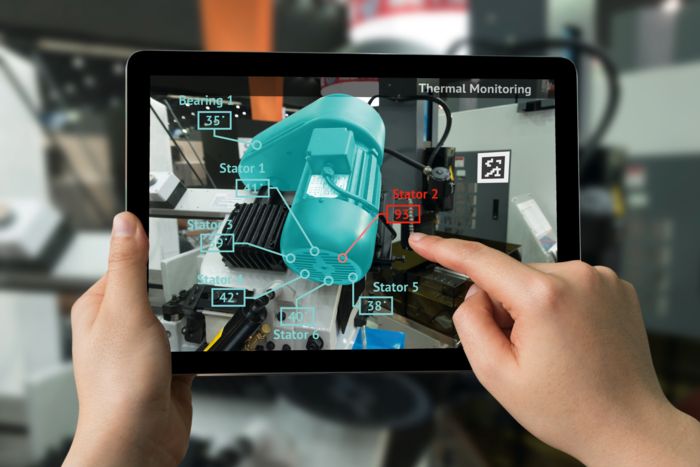 Anwendungsfall vom Industrial Internet of Things: Digitaler Zwilling auf Tablet 