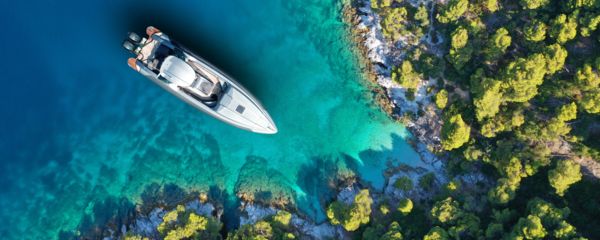 Bay with a ship from above