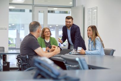 Colleagues in conversation