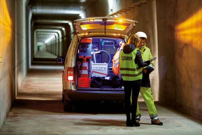 Technician in a tunnel  