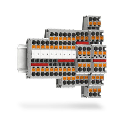 Feed-through terminal blocks, multi-conductor terminal blocks, and multi-level terminal blocks