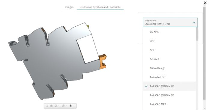 3D-visning av PLC-INTERFACE-relé 