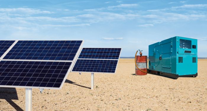 Solar panels in a dry environment 