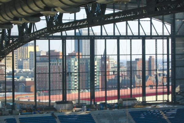 Kinetic wall inside of the Lucas Oil Stadium