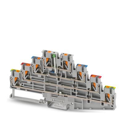 PT 2,5-PE/L RD/L BU/L LED 24 GN - Mehrstockklemme
