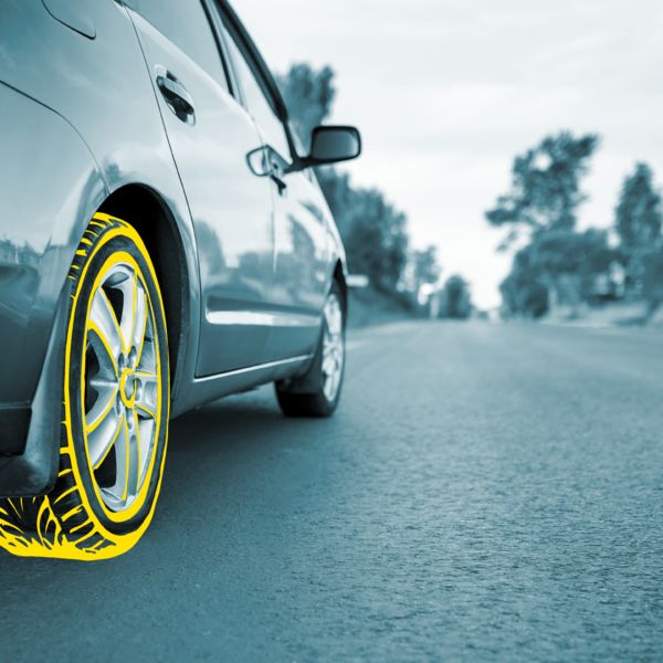Car with focus on the right rear wheel