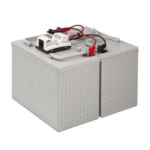 Batteria di grandi prestazioni, composta da due moduli batteria grigi