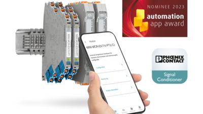 Teléfono móvil con Signal Conditioner App y acondicionadores de señal en segundo plano