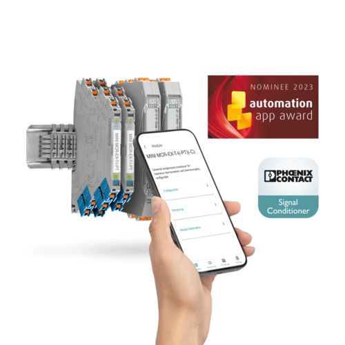 Cell phone with Signal Conditioner App and signal conditioners in background