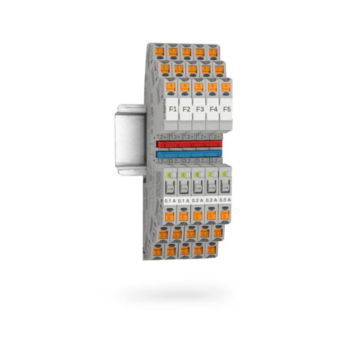 Microfusibile elettronico PTCB eFuse per guida DIN con corrente nominale regolabile da 0,1 a 0,63 A