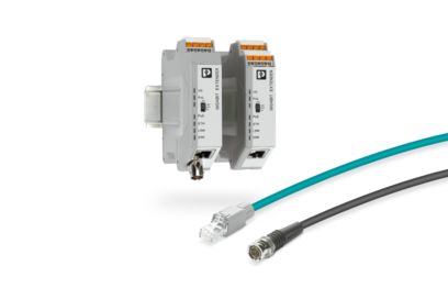 Two Gigabit Ethernet extenders with 2-wire cables and coaxial cable