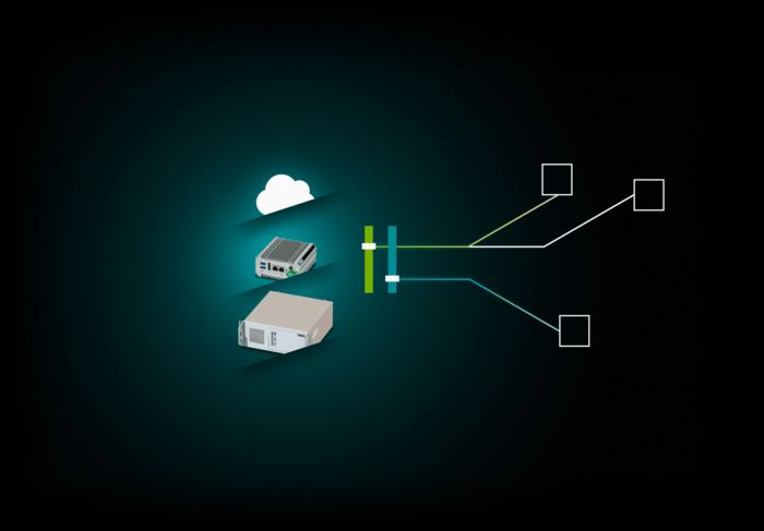 Иллюстрация виртуального PLC с облаком и изделиями