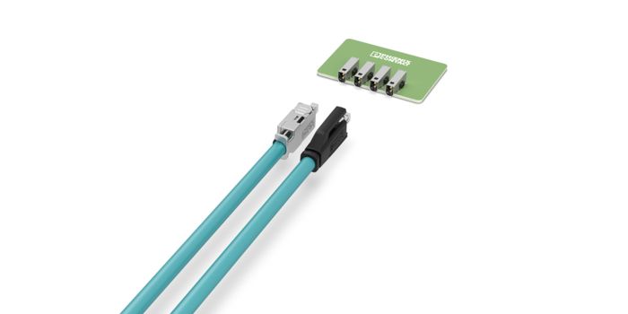 IP20 PCB connectors and a female connector for Single Pair Ethernet mounted on a PCB 