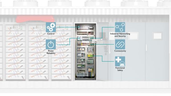 Structura sistemului de stocare a bateriei cu componente de control