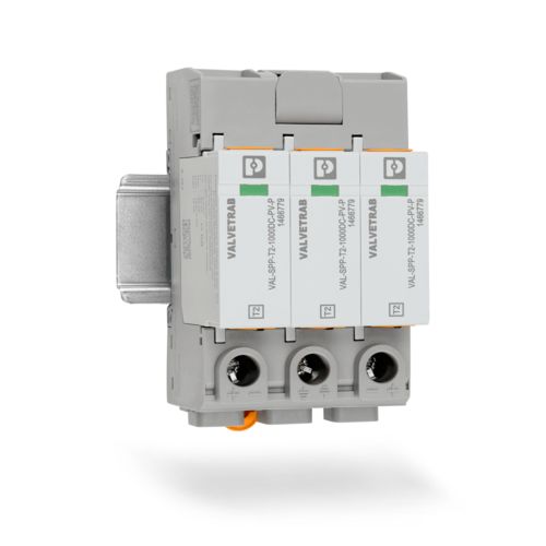 VAL-SPP surge protection for PV applications mounted on a DIN rail