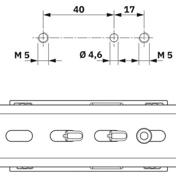 Drilling diagram for the RailFIX mounting adapters
